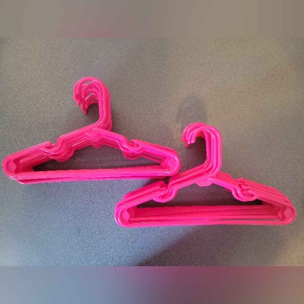 Little Girls Hot Pink Set of 28 Plastic Hangers with Shoulder Grooves